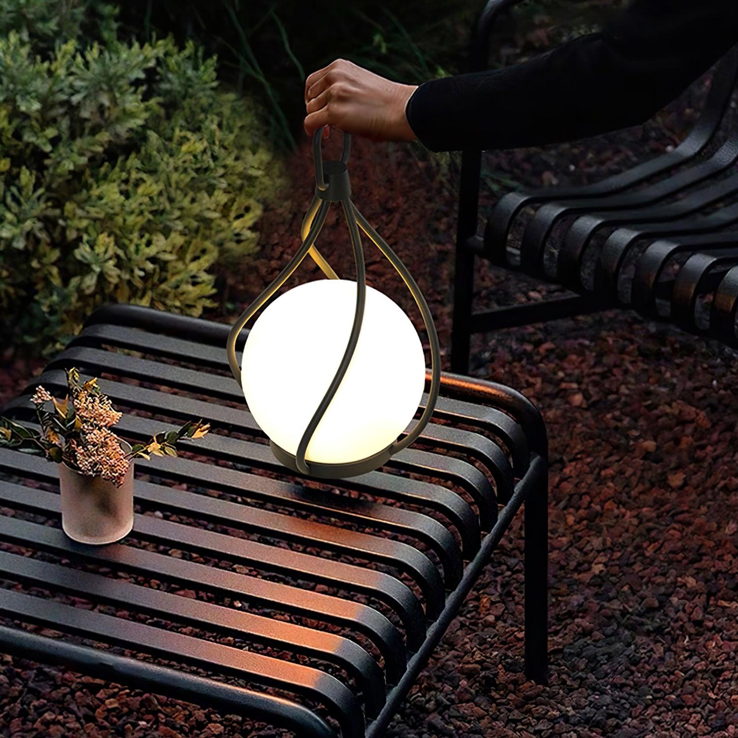 Modern Rechargeable LED Orb Lantern Portable Stainless Steel Table Lamp for Indoor Outdoor Use