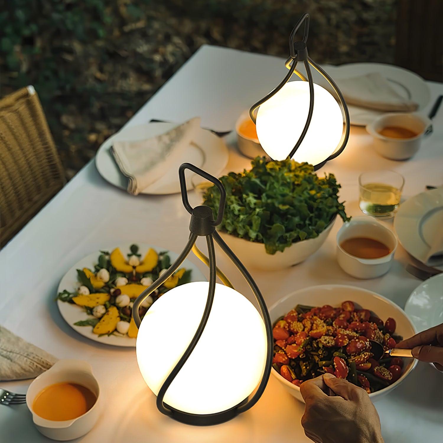 Modern Rechargeable LED Orb Lantern Portable Stainless Steel Table Lamp for Indoor Outdoor Use