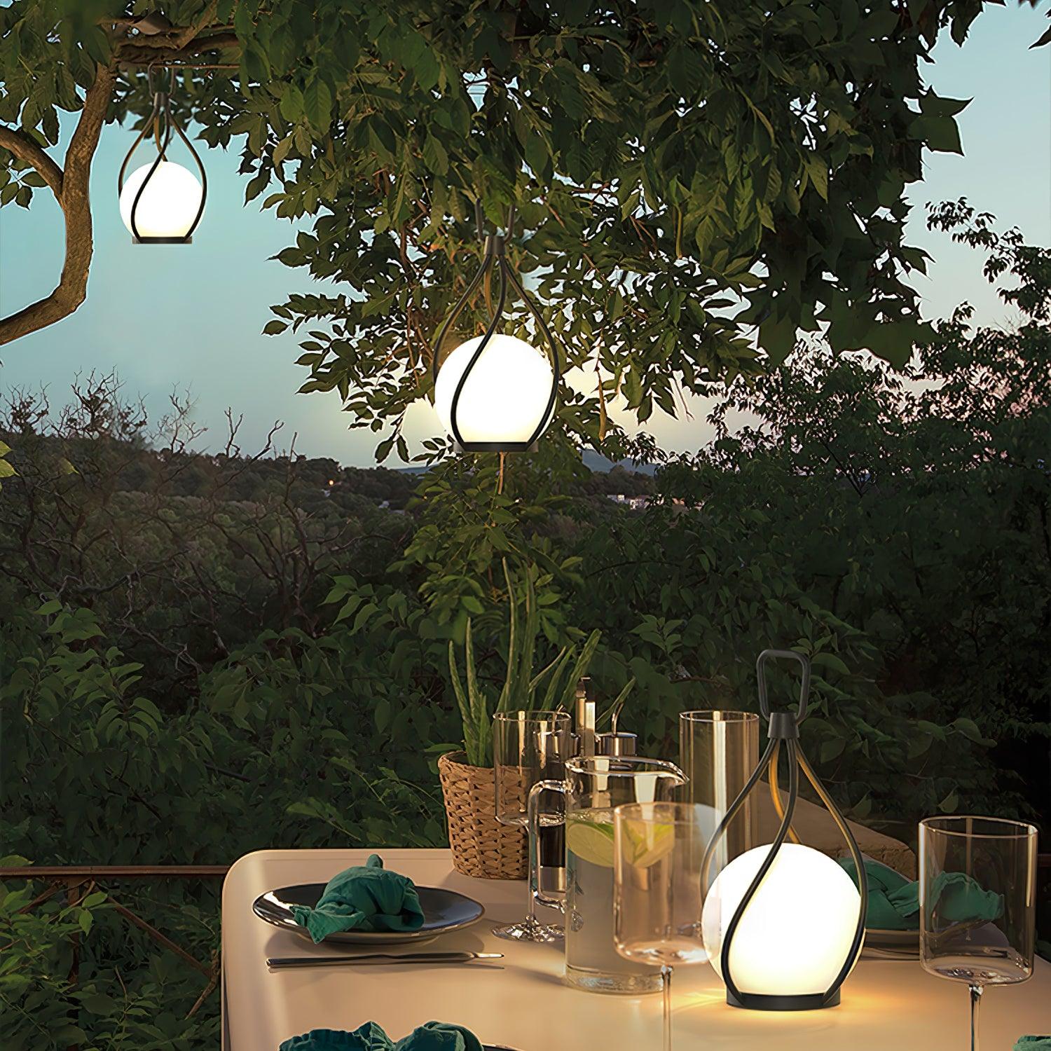 Modern Rechargeable LED Orb Lantern Portable Stainless Steel Table Lamp for Indoor Outdoor Use