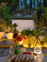Modern Rechargeable LED Orb Lantern Portable Stainless Steel Table Lamp for Indoor Outdoor Use