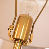 Elegant Modern Gold Bedside Table Lamp with White Linen Shade and Glass Base