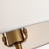 Elegant Modern Gold Bedside Table Lamp with White Linen Shade and Glass Base