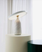 Eddy Modern Marble Base Table Lamp with Adjustable Steel Shade and Integrated LED