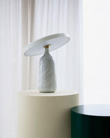 Eddy Modern Marble Base Table Lamp with Adjustable Steel Shade and Integrated LED