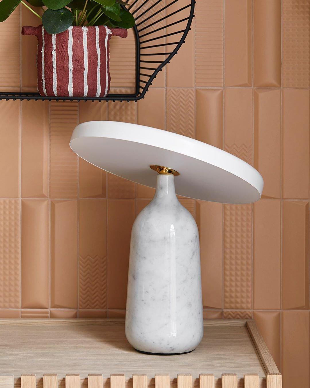 Eddy Modern Marble Base Table Lamp with Adjustable Steel Shade and Integrated LED