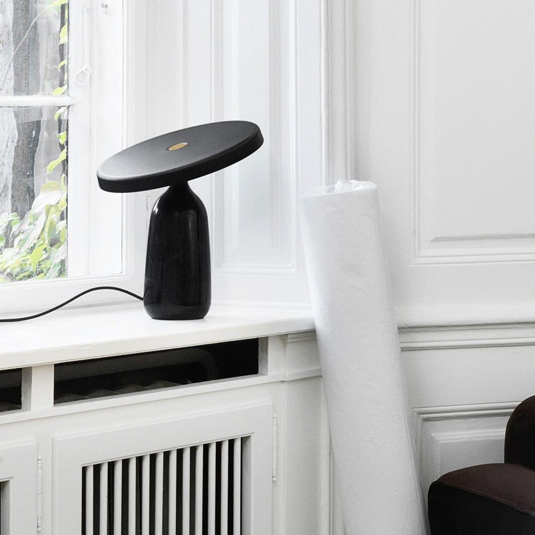 Eddy Modern Marble Base Table Lamp with Adjustable Steel Shade and Integrated LED