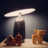 Eddy Modern Marble Base Table Lamp with Adjustable Steel Shade and Integrated LED