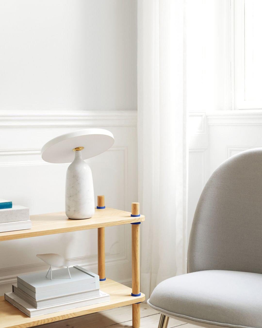 Eddy Modern Marble Base Table Lamp with Adjustable Steel Shade and Integrated LED