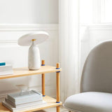 Eddy Modern Marble Base Table Lamp with Adjustable Steel Shade and Integrated LED