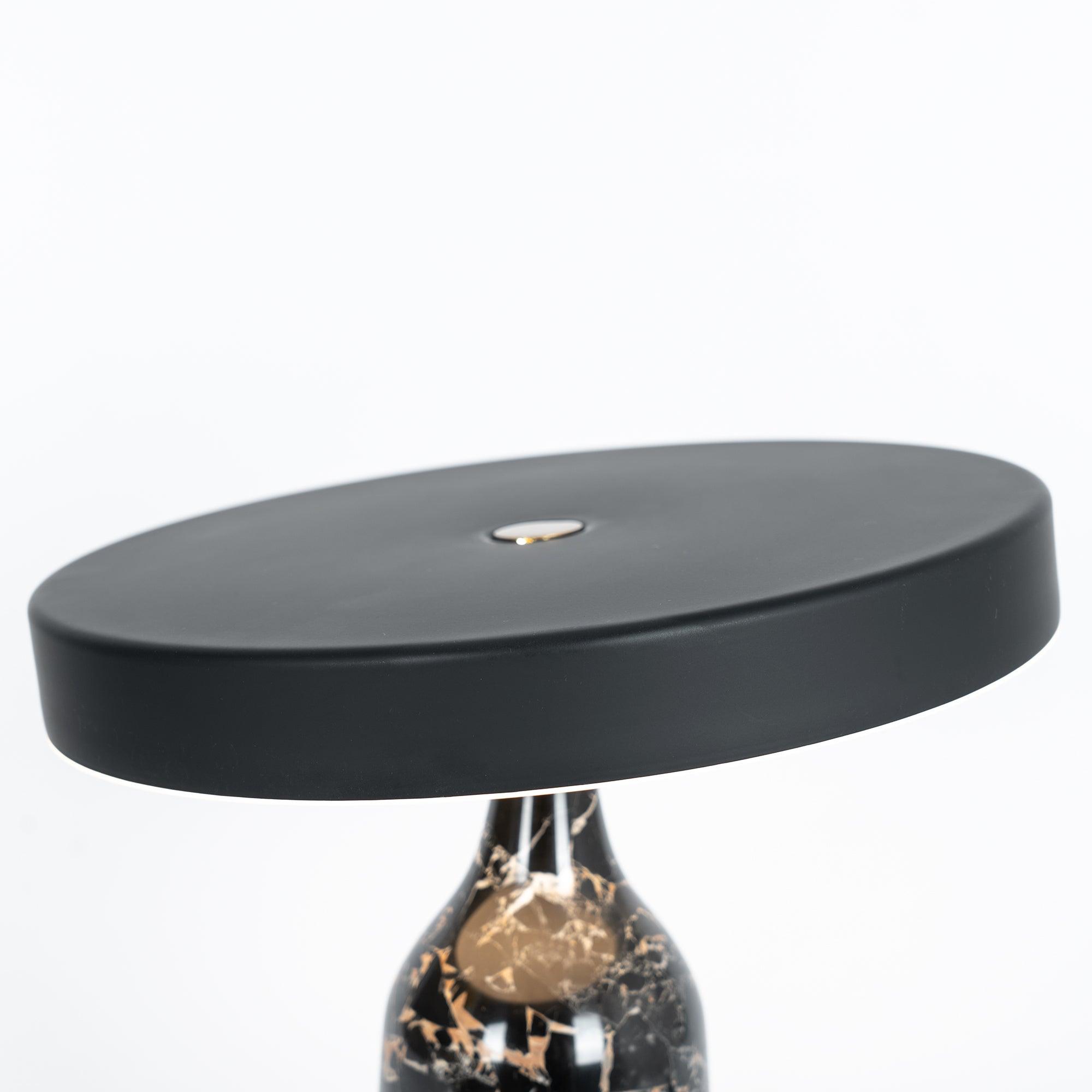Eddy Modern Marble Base Table Lamp with Adjustable Steel Shade and Integrated LED