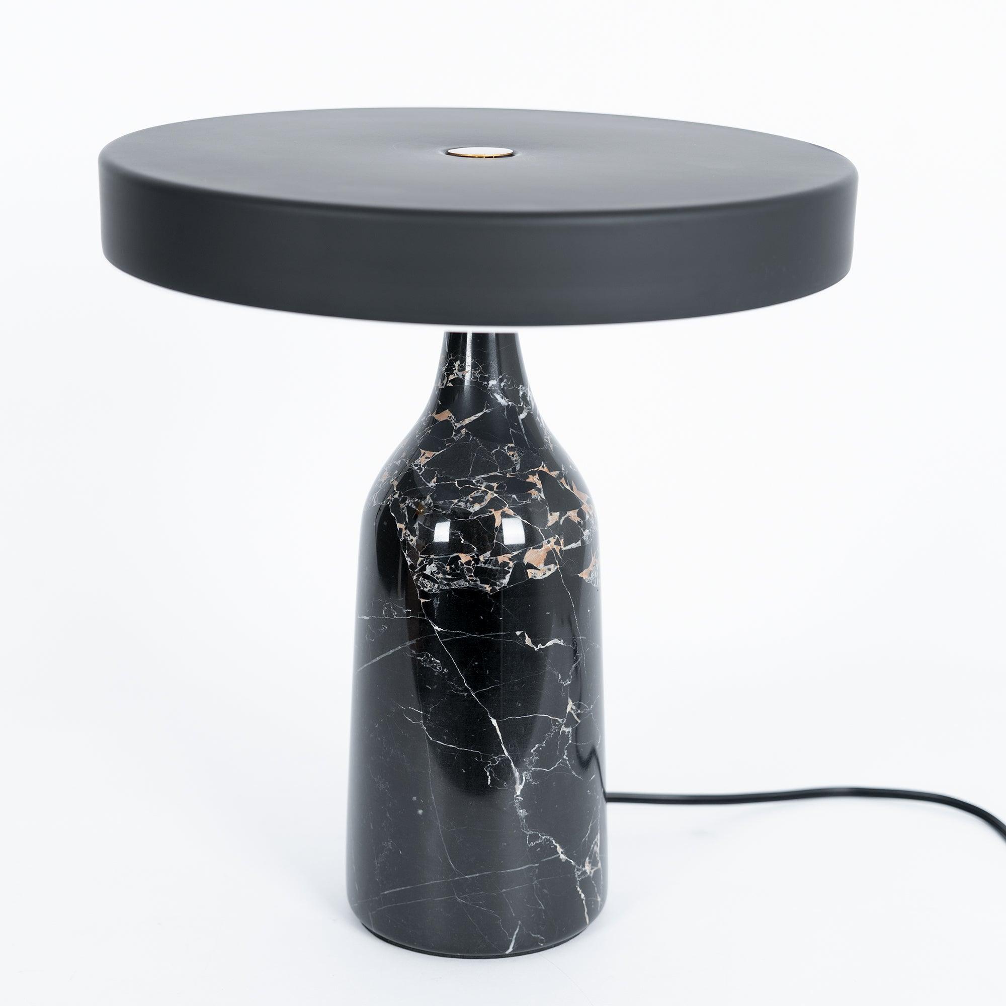 Eddy Modern Marble Base Table Lamp with Adjustable Steel Shade and Integrated LED