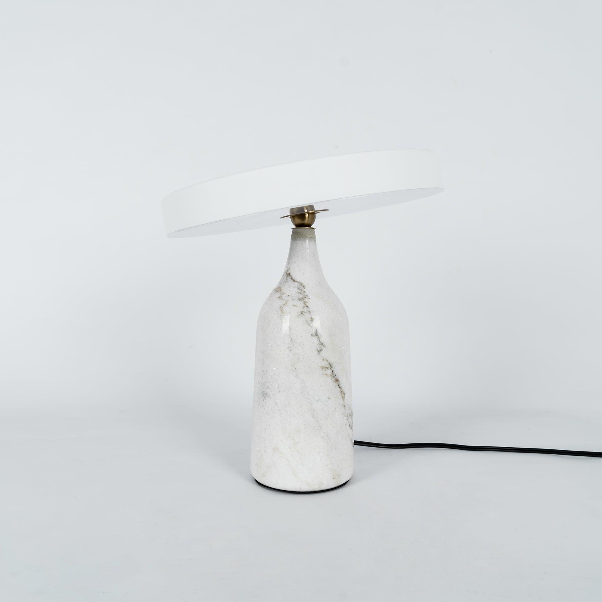Eddy Modern Marble Base Table Lamp with Adjustable Steel Shade and Integrated LED