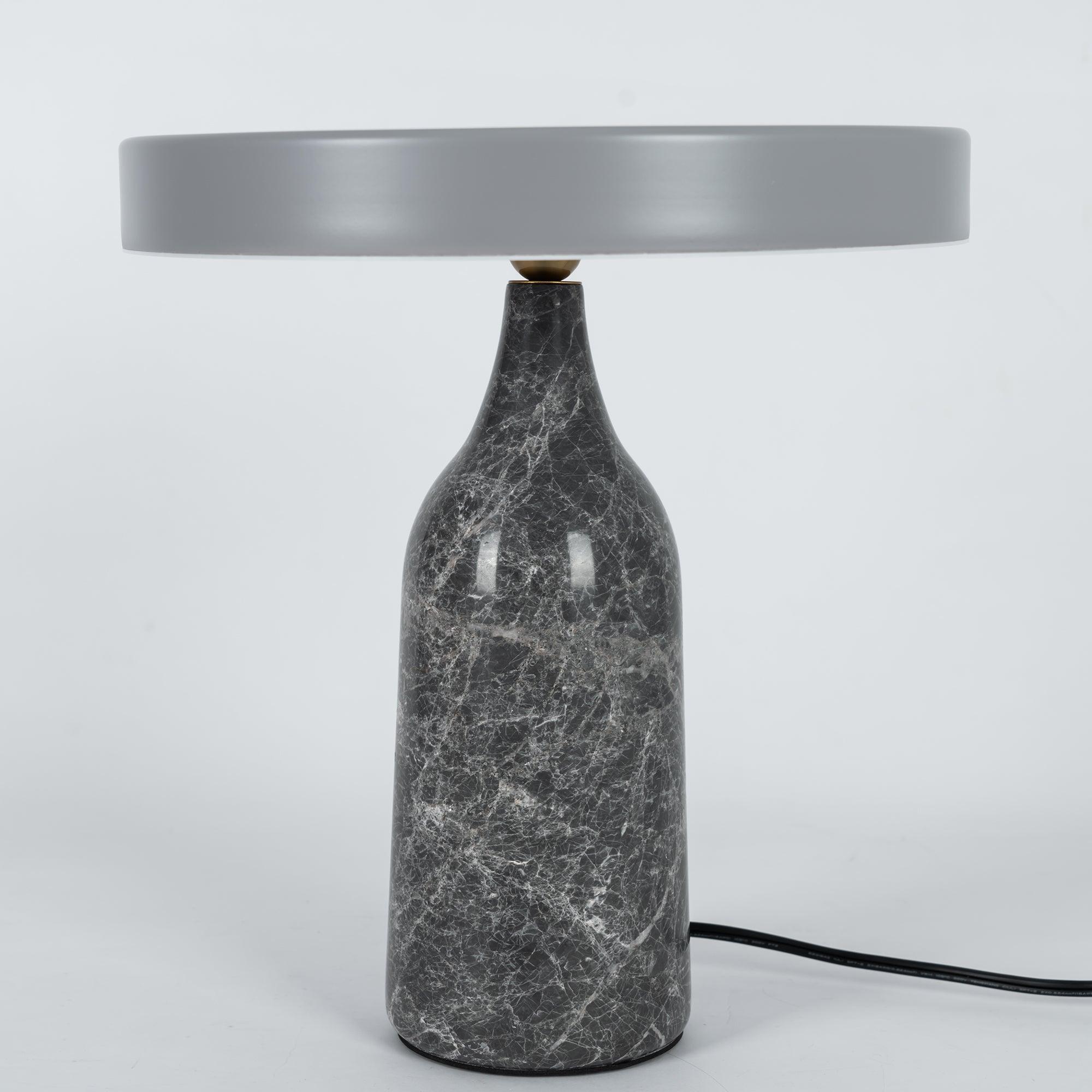 Eddy Modern Marble Base Table Lamp with Adjustable Steel Shade and Integrated LED