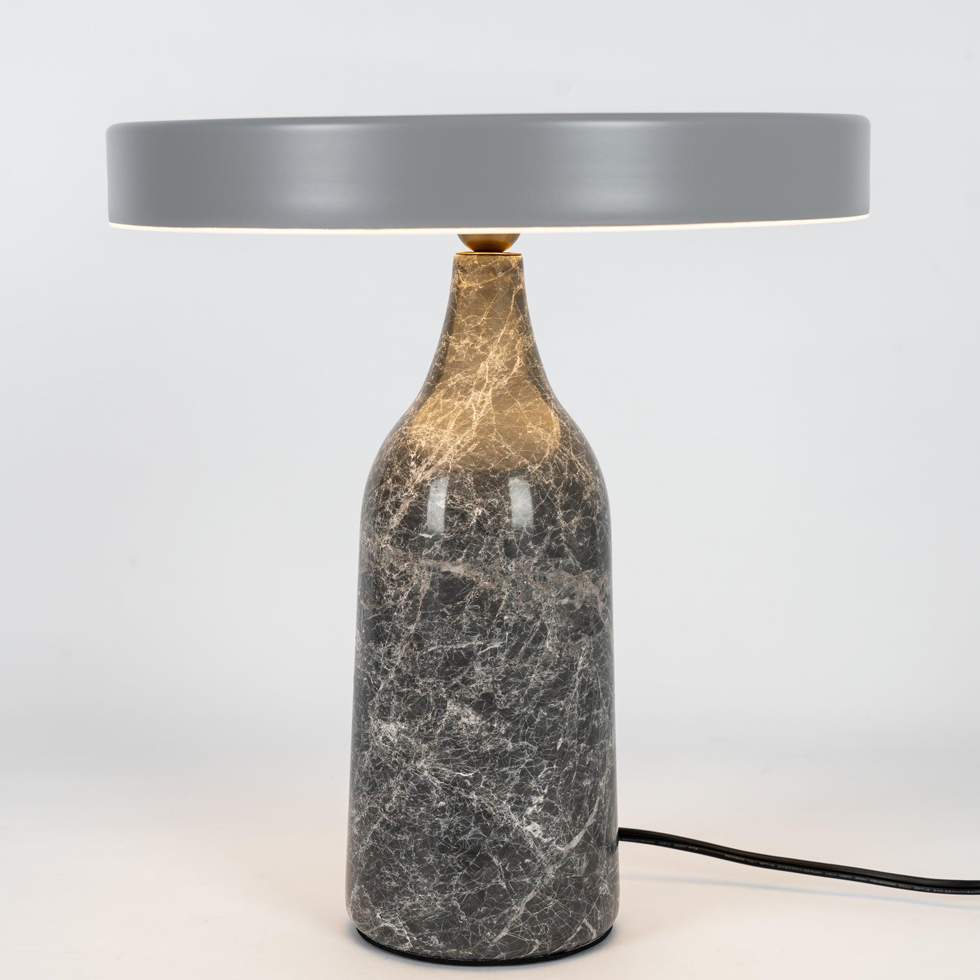 Eddy Modern Marble Base Table Lamp with Adjustable Steel Shade and Integrated LED