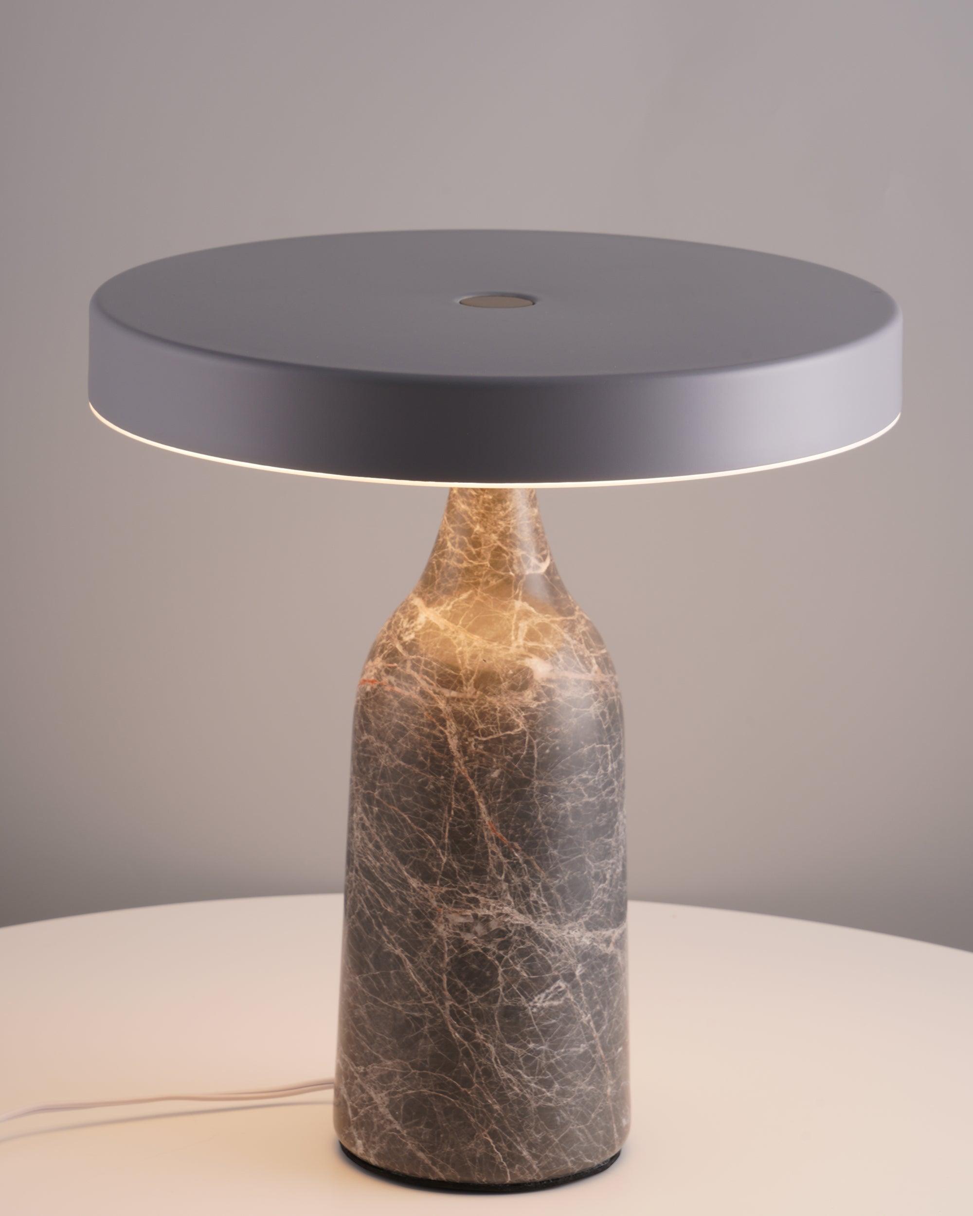Eddy Modern Marble Base Table Lamp with Adjustable Steel Shade and Integrated LED