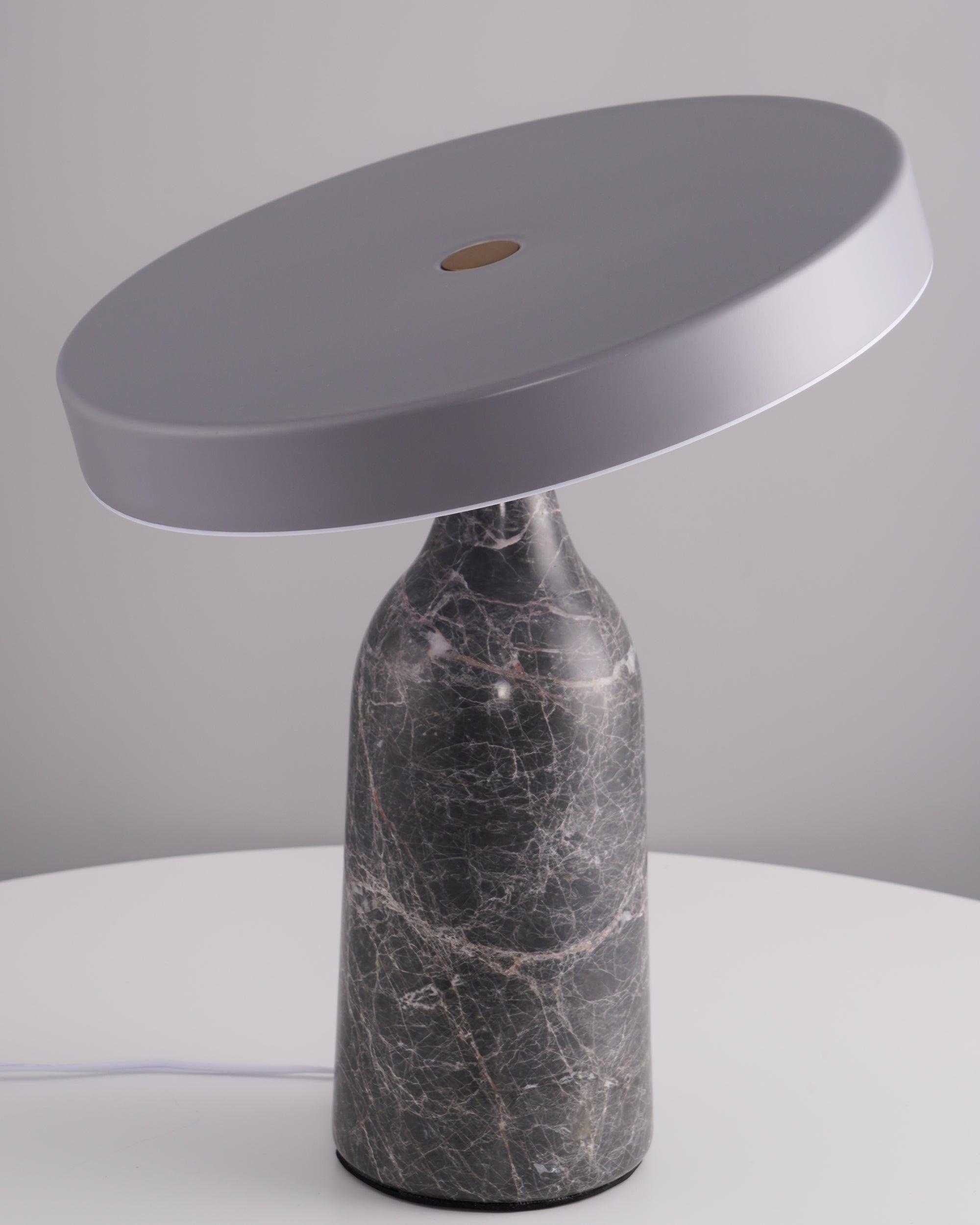 Eddy Modern Marble Base Table Lamp with Adjustable Steel Shade and Integrated LED