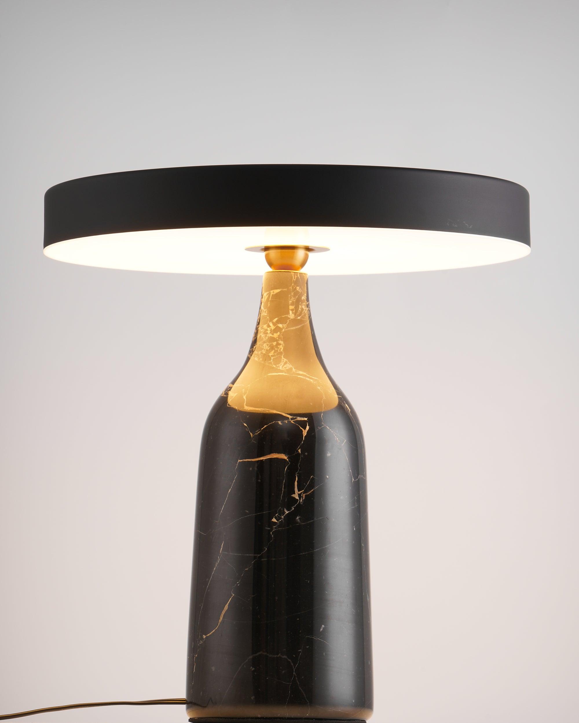 Eddy Modern Marble Base Table Lamp with Adjustable Steel Shade and Integrated LED