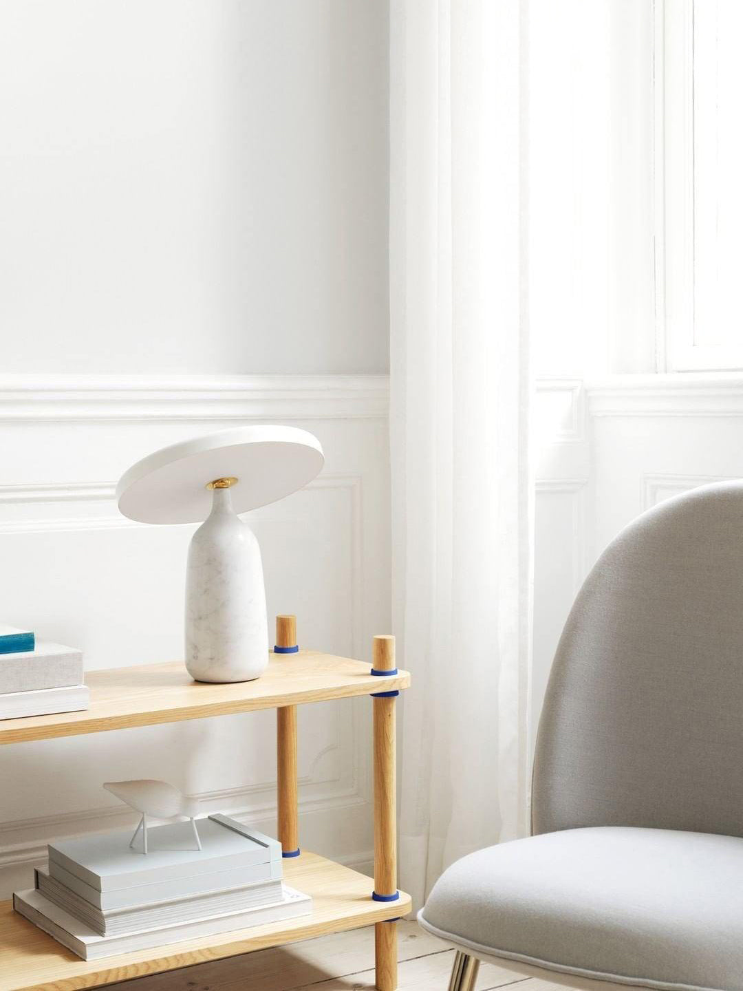 Eddy Modern Marble Base Table Lamp with Adjustable Steel Shade and Integrated LED