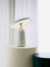 Eddy Modern Marble Base Table Lamp with Adjustable Steel Shade and Integrated LED