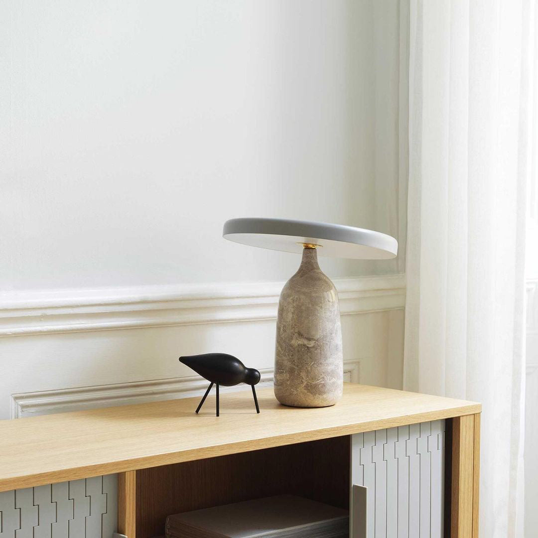 Eddy Modern Marble Base Table Lamp with Adjustable Steel Shade and Integrated LED