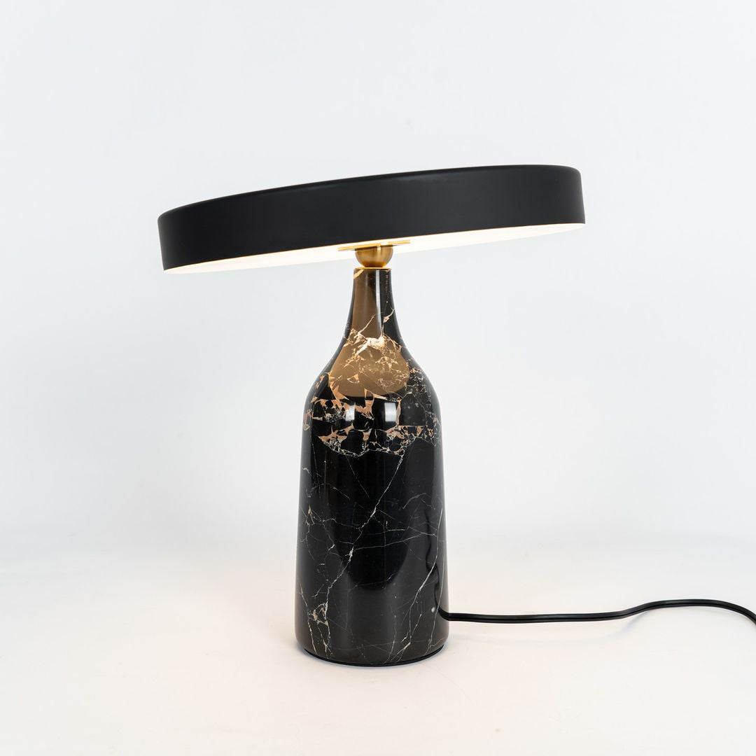 Eddy Modern Marble Base Table Lamp with Adjustable Steel Shade and Integrated LED
