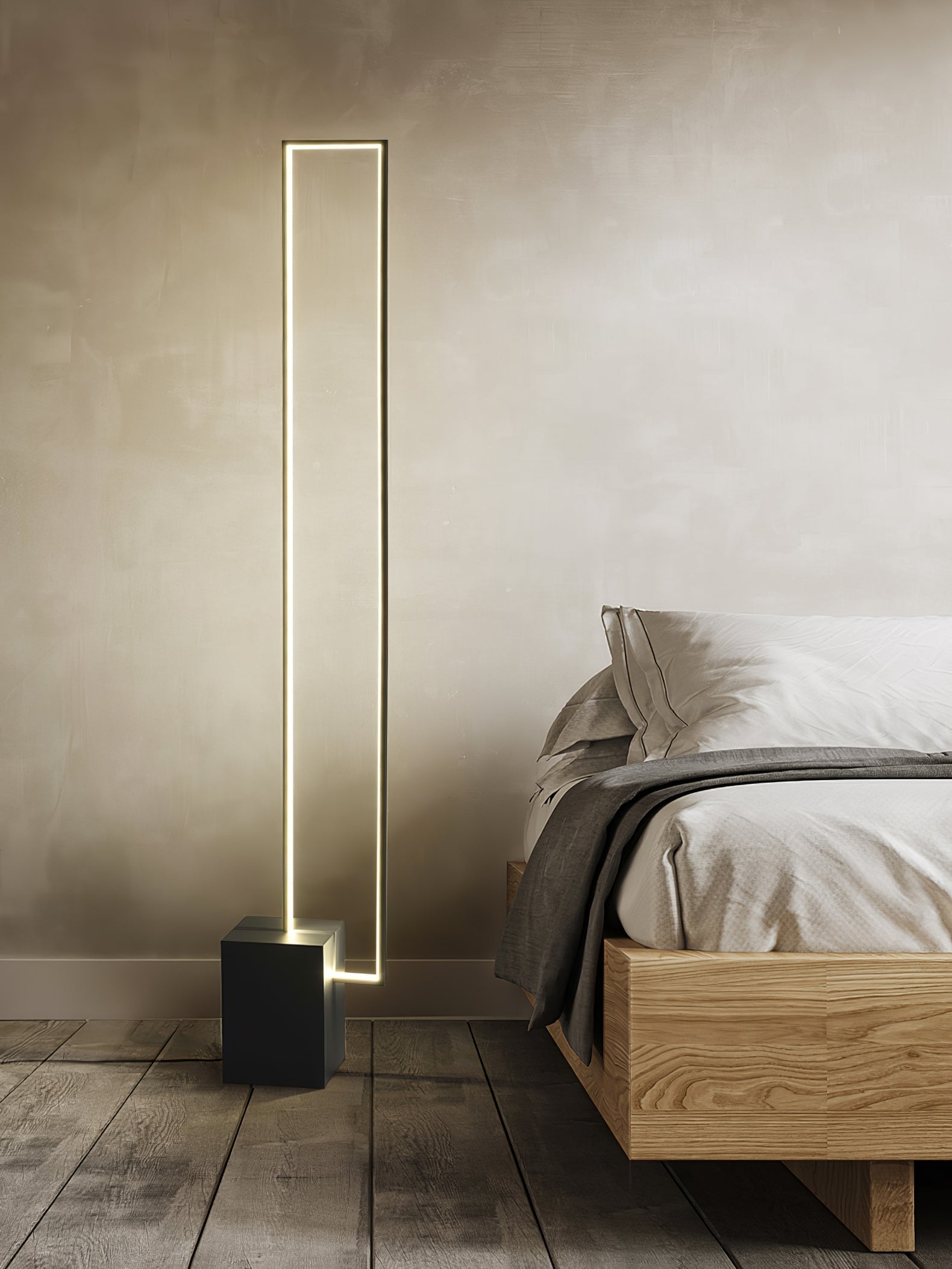 Minimalist Linear LED Standing Floor Lamp for Modern Living Room and Bedroom Reading