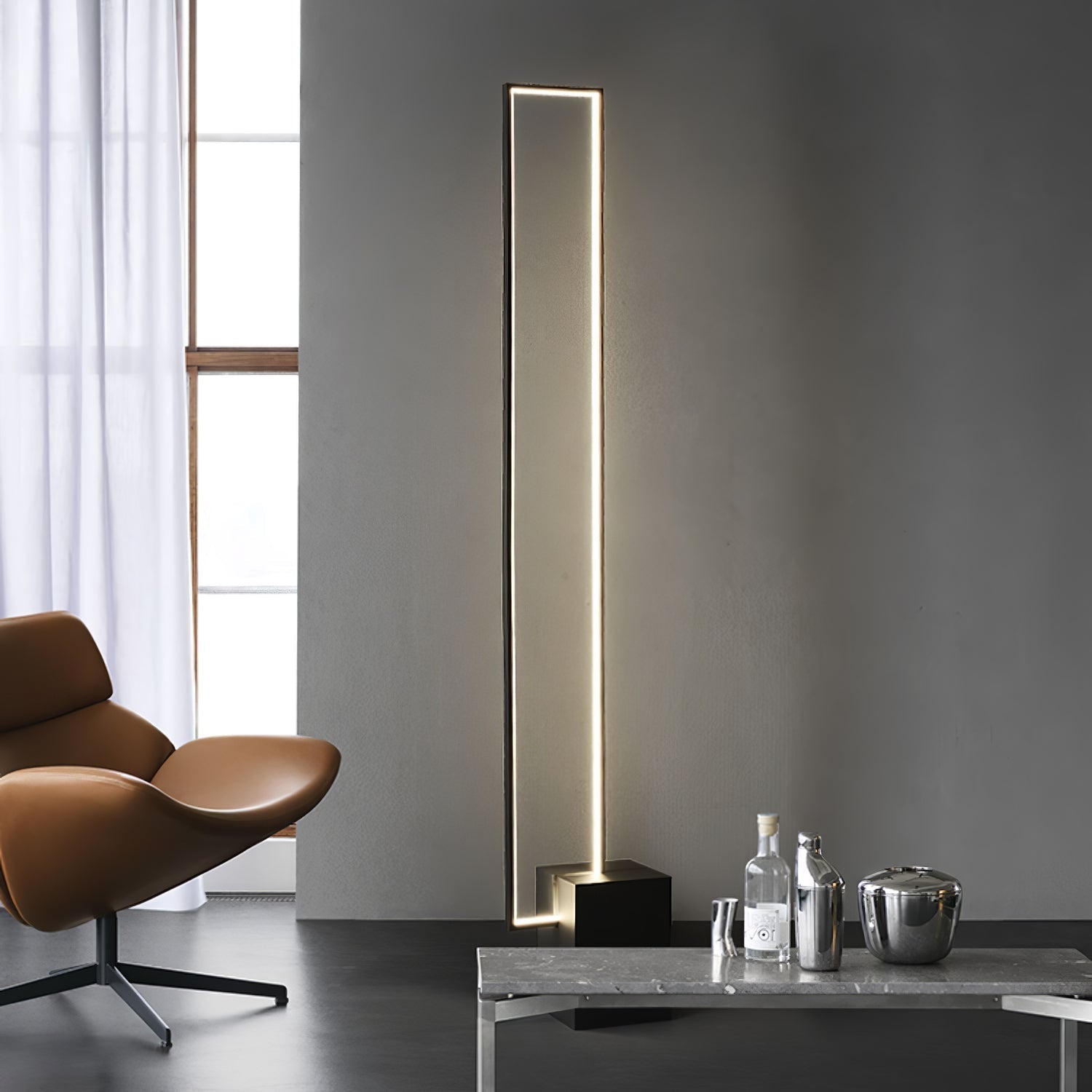 Minimalist Linear LED Standing Floor Lamp for Modern Living Room and Bedroom Reading