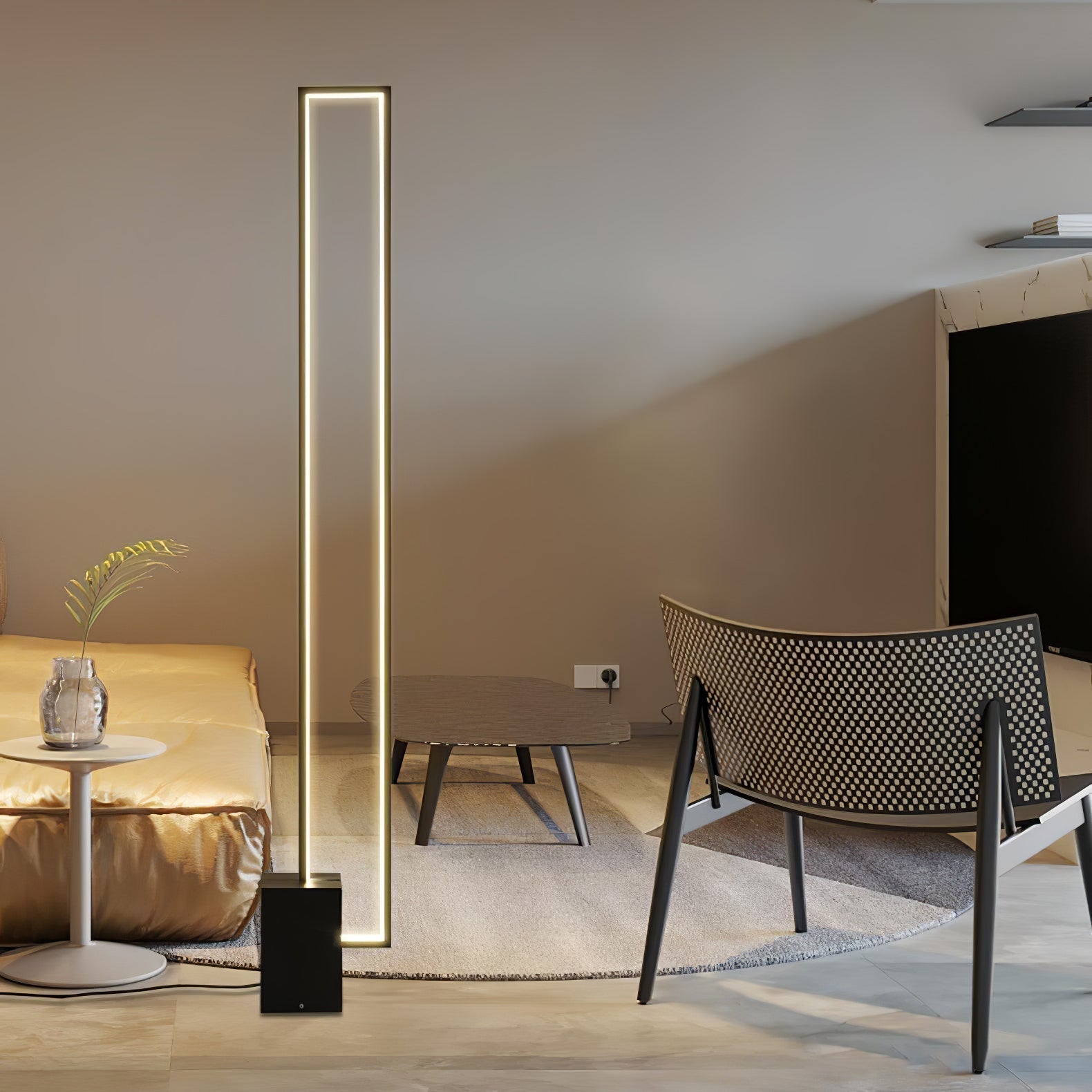 Minimalist Linear LED Standing Floor Lamp for Modern Living Room and Bedroom Reading