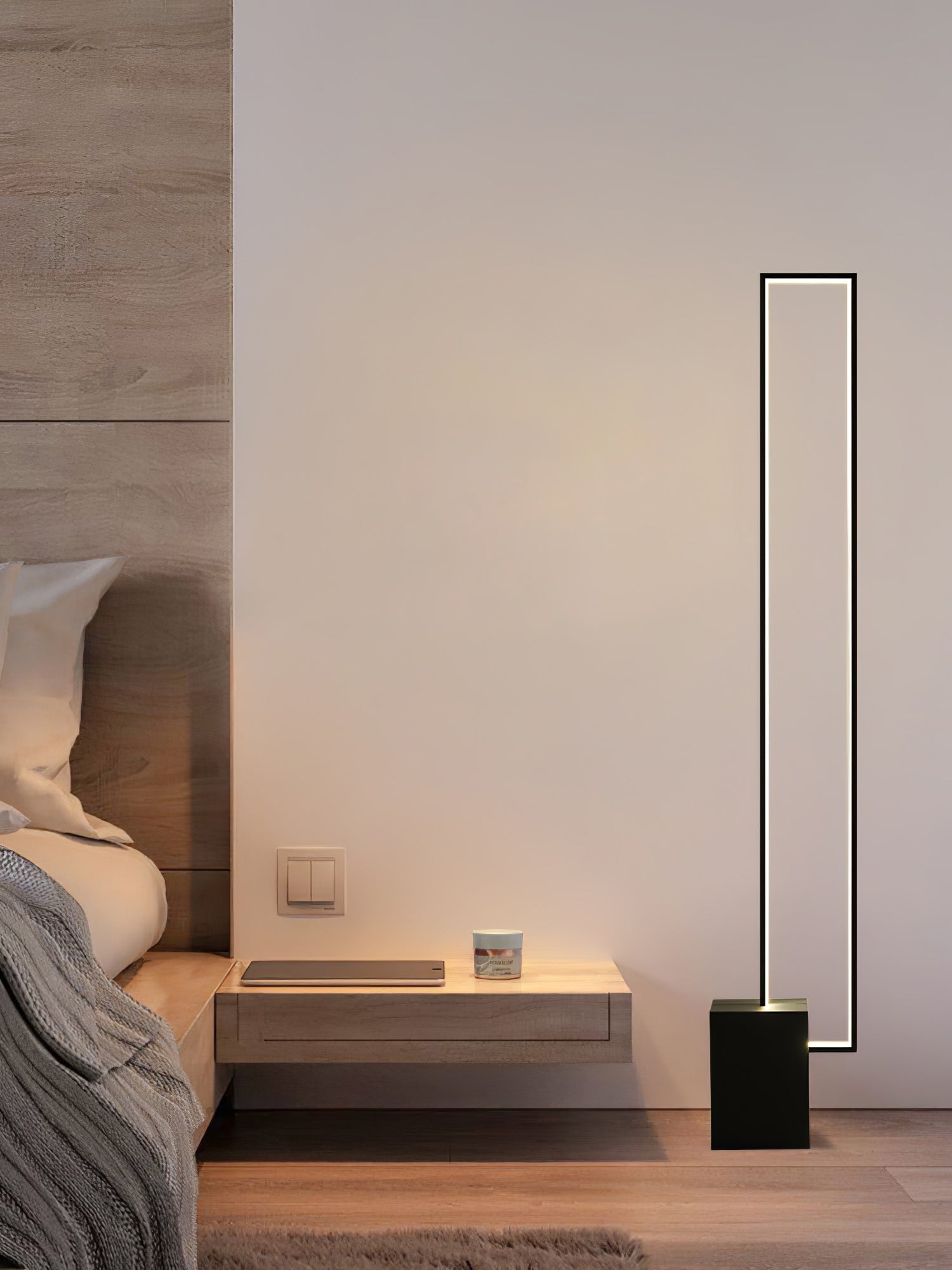 Minimalist Linear LED Standing Floor Lamp for Modern Living Room and Bedroom Reading