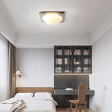Modern Square Edged Glass LED Flush Mount Ceiling Light with Stainless Steel Frame