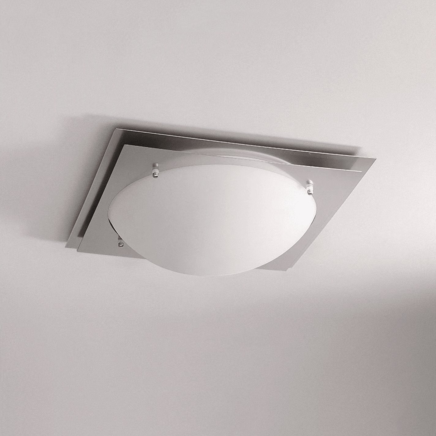 Modern Square Edged Glass LED Flush Mount Ceiling Light with Stainless Steel Frame