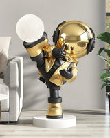 Kung Fu Astronaut Sculpture LED Floor Lamp with USB Charging and Resin Base