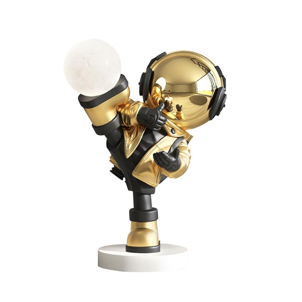 Kung Fu Astronaut Sculpture LED Floor Lamp with USB Charging and Resin Base