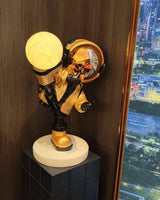 Kung Fu Astronaut Sculpture LED Floor Lamp with USB Charging and Resin Base