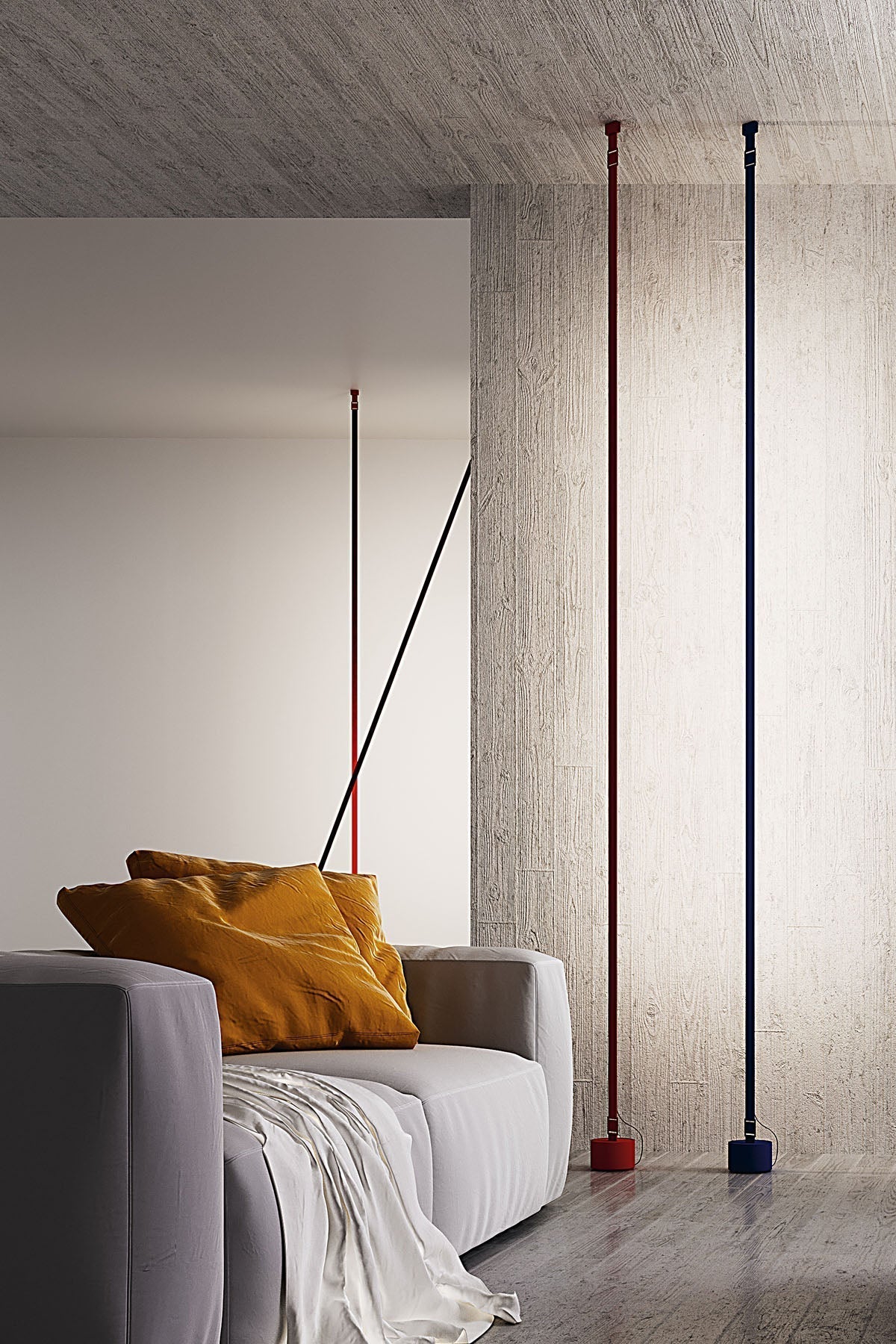 Modern Flexible Textile Floor to Ceiling LED Lamp Tension Based Adjustable Strip Lighting