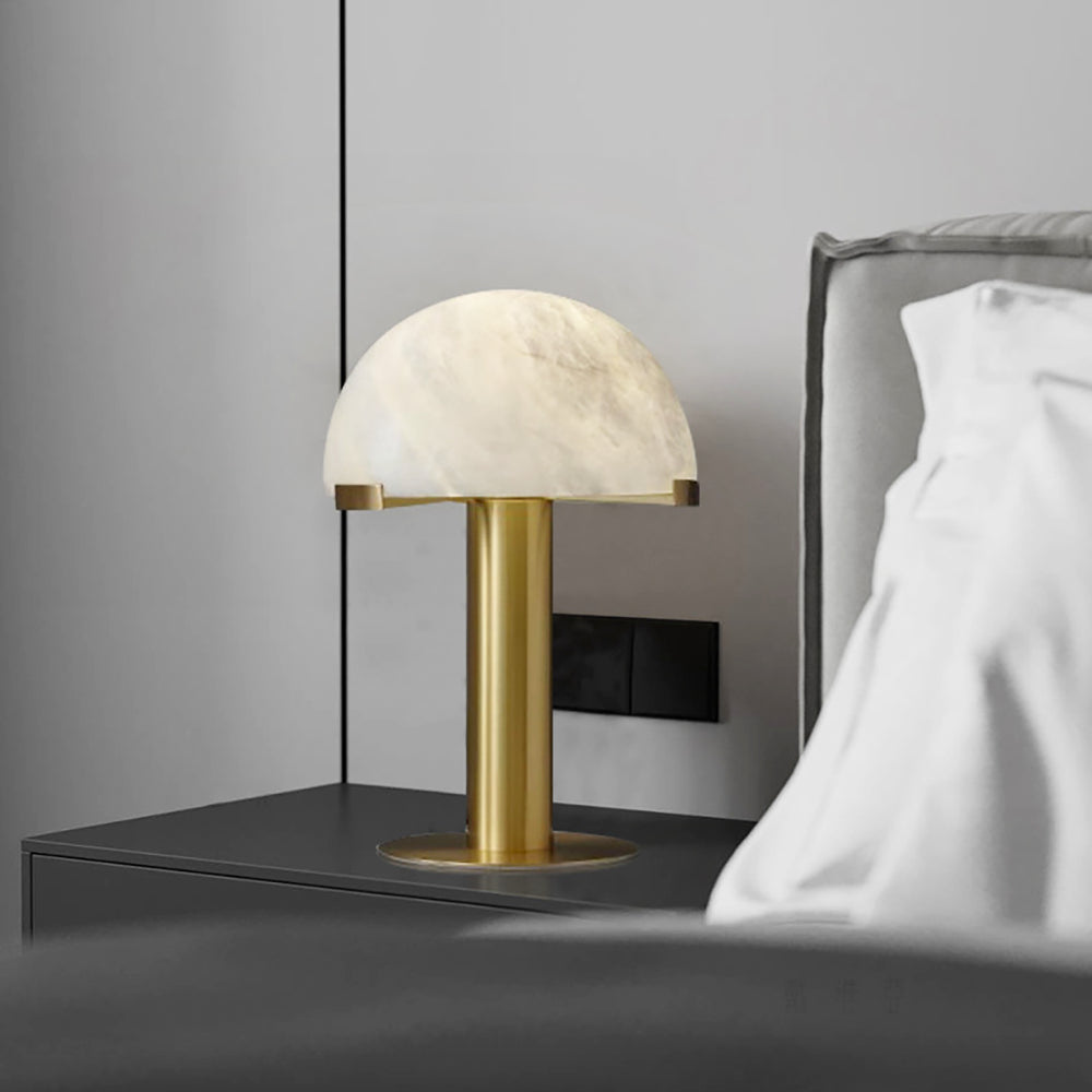 Contemporary Alabaster Stone Table Lamp with Bronze Finish for Luxury Bedroom and Office Lighting