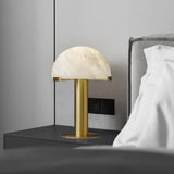 Contemporary Alabaster Stone Table Lamp with Bronze Finish for Luxury Bedroom and Office Lighting