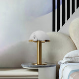 Contemporary Alabaster Stone Table Lamp with Bronze Finish for Luxury Bedroom and Office Lighting