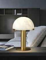Contemporary Alabaster Stone Table Lamp with Bronze Finish for Luxury Bedroom and Office Lighting