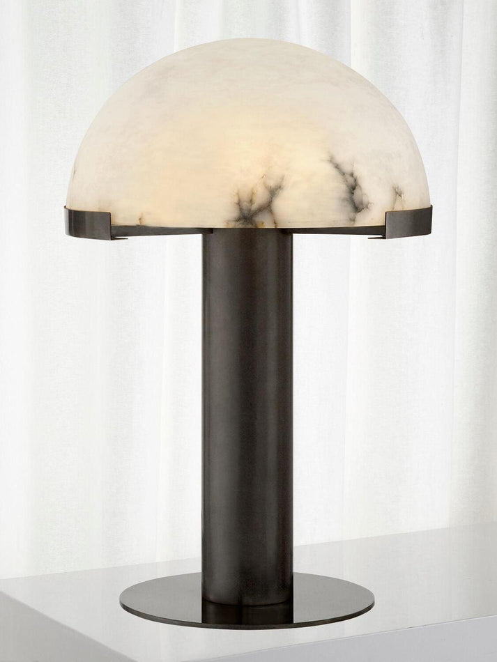 Contemporary Alabaster Stone Table Lamp with Bronze Finish for Luxury Bedroom and Office Lighting
