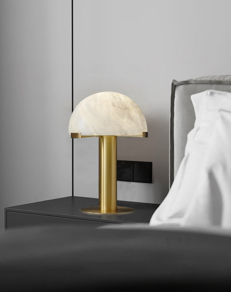 Contemporary Alabaster Stone Table Lamp with Bronze Finish for Luxury Bedroom and Office Lighting
