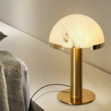 Contemporary Alabaster Stone Table Lamp with Bronze Finish for Luxury Bedroom and Office Lighting