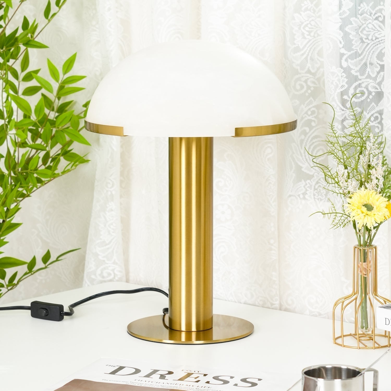 Contemporary Alabaster Stone Table Lamp with Bronze Finish for Luxury Bedroom and Office Lighting