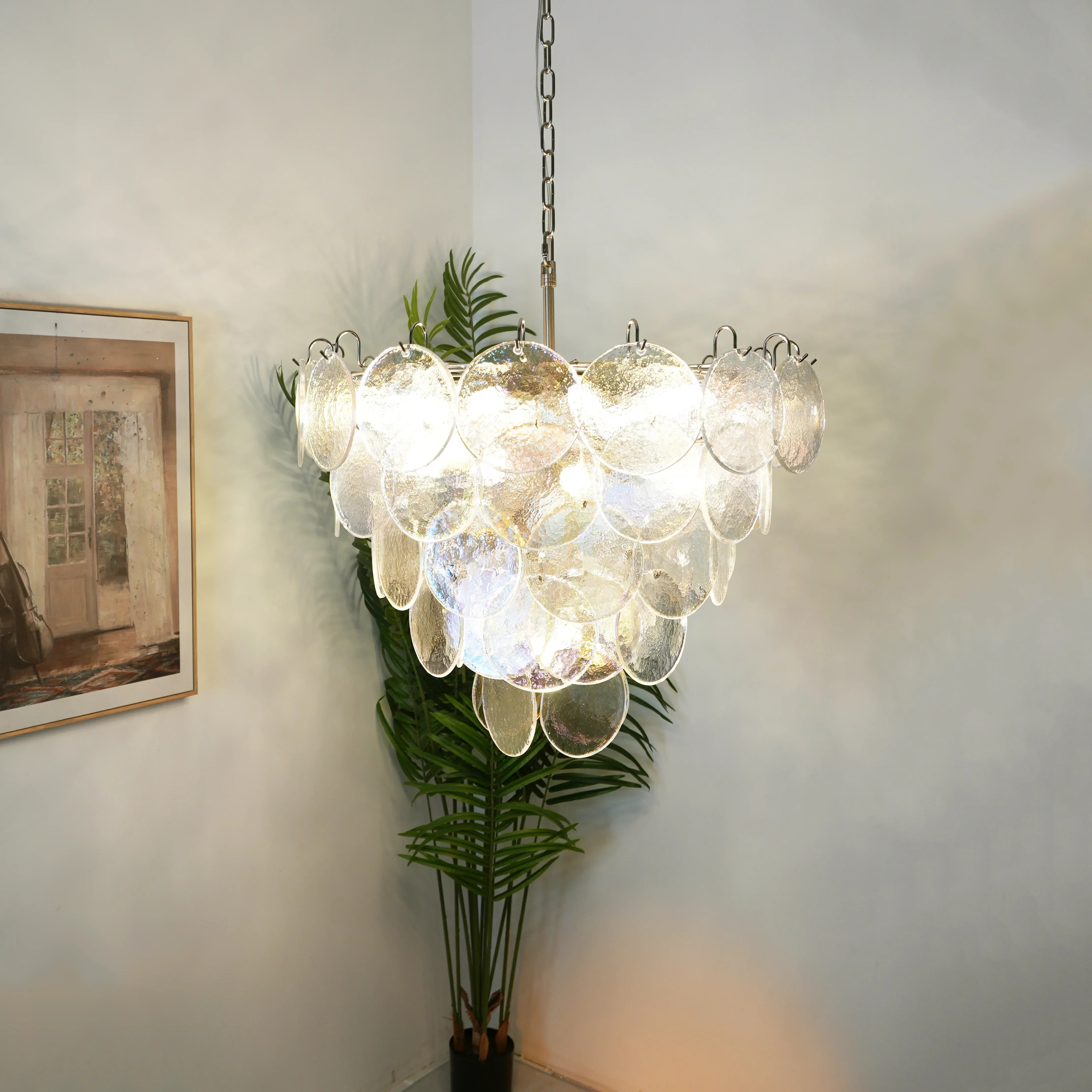 murano-style-iridescent-glass-disc-chandelier-elegant-modern-round-pendant-light