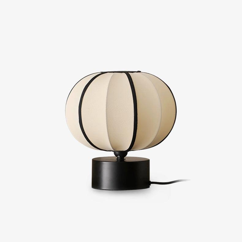 Contemporary Minimalist Table Lamp with Beige Fabric Shade and Black Metal Base