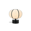 Contemporary Minimalist Table Lamp with Beige Fabric Shade and Black Metal Base
