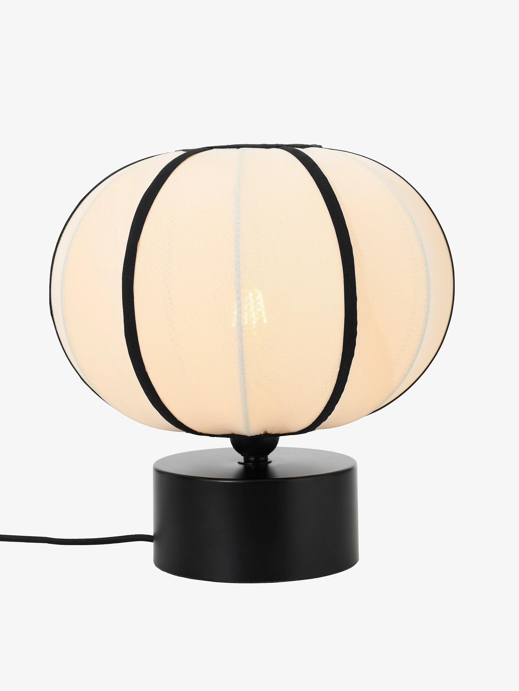 Contemporary Minimalist Table Lamp with Beige Fabric Shade and Black Metal Base