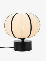 Contemporary Minimalist Table Lamp with Beige Fabric Shade and Black Metal Base