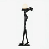 Modern Artistic Figure Floor Lamp with White Glass Globe Sculpture Standing Light