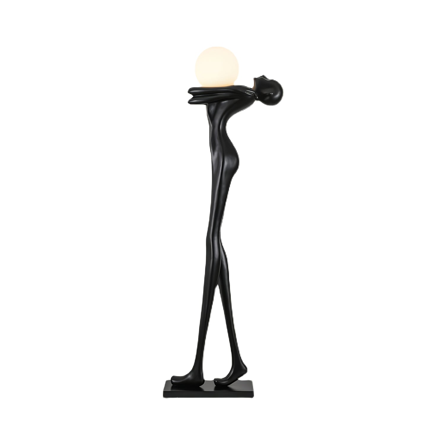 Modern Artistic Figure Floor Lamp with White Glass Globe Sculpture Standing Light